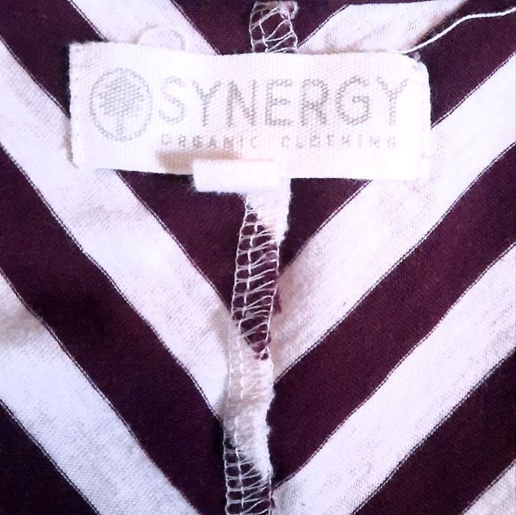 Synergy Organic Cotton Dolman Top Short Striped Shirt V Neck 3/4 Flare Sleeves M - Picture 6 of 6